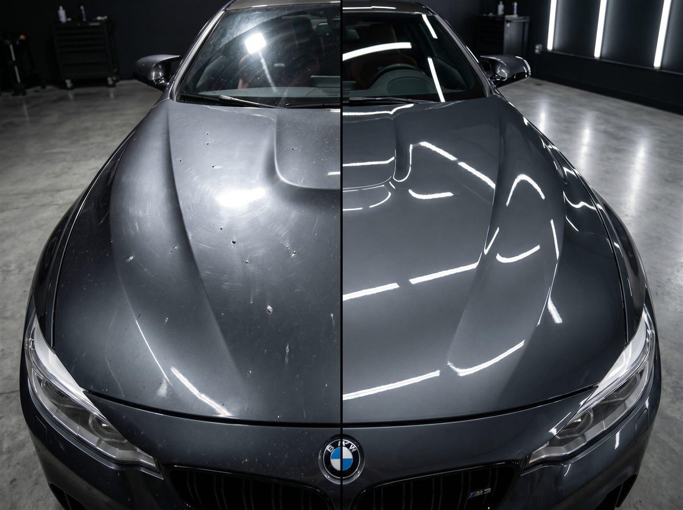 Multi-Stage Paint Correction & Defect Leveling — Verified 50/50 before and after comparison at Mithra Auto Hub